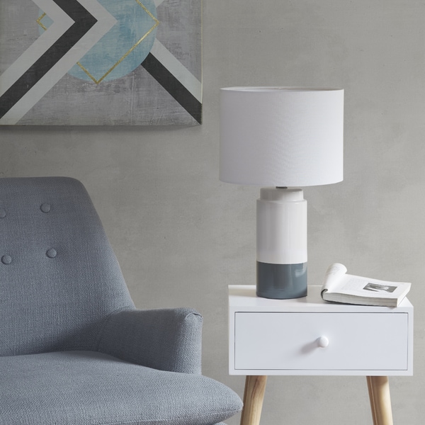 Urban Habitat Bailey Navy Table Lamp with White Drum Shade