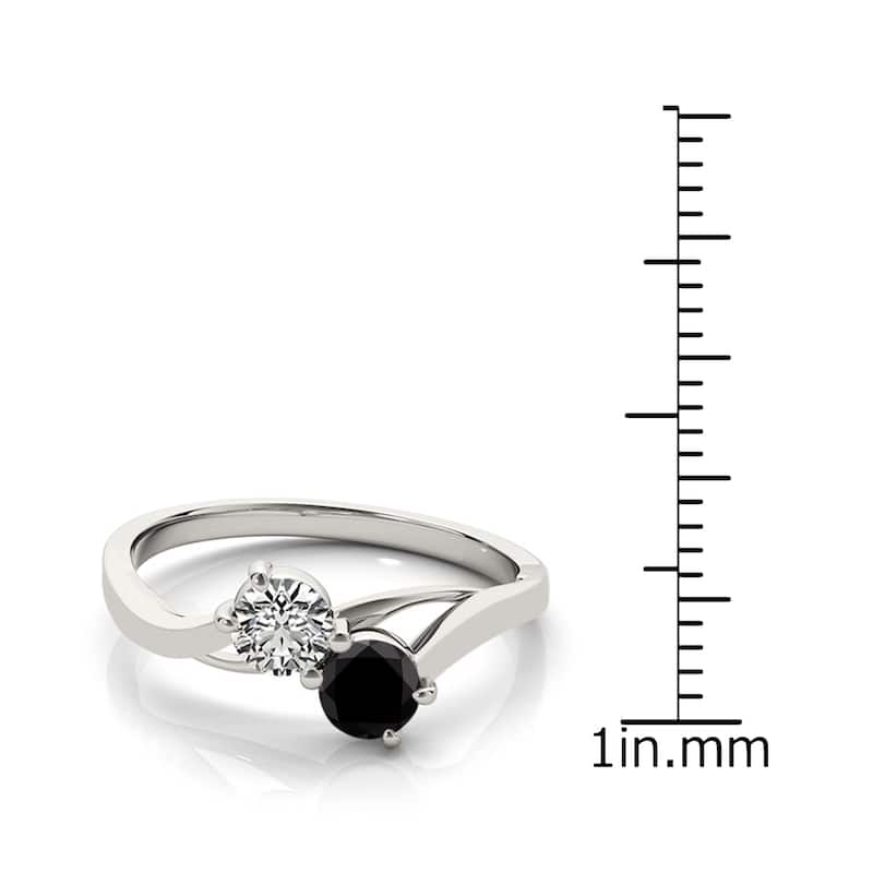 Auriya Round 2-Stone Black and White Diamond Ring 1/2ct TDW 14k Gold