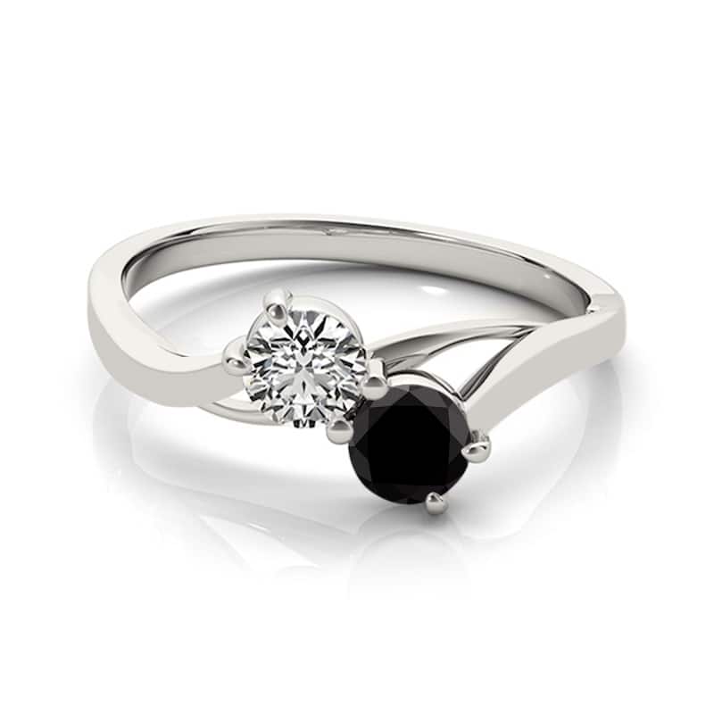 Auriya Round 2-Stone Black and White Diamond Ring 1/2ct TDW 14k Gold