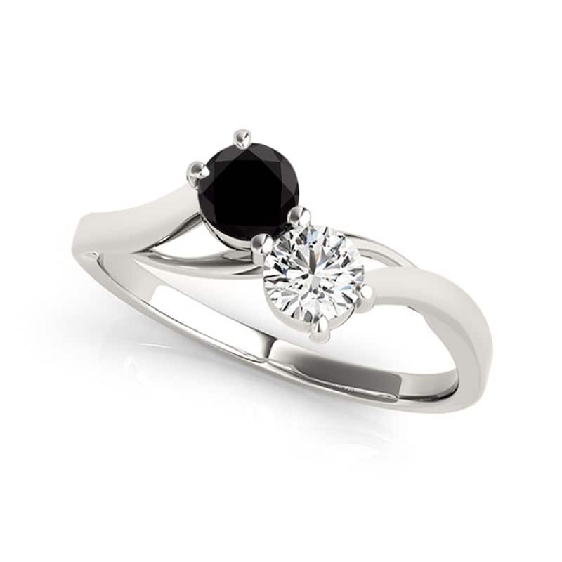 Auriya Round 2-Stone Black and White Diamond Ring 1/2ct TDW 14k Gold
