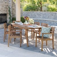 Taiga Outdoor 7-piece Rectangle Wood Dining Set by Christopher Knight Home