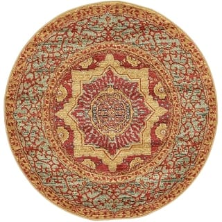 Round Southwestern Rugs Area For Less Palace Red Medallion Round Rug 3 X