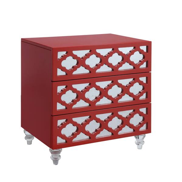 Brey Contemporary 24inch Acrylic 3Drawer Side Table by Furniture of