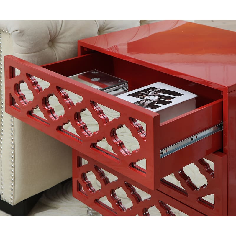 Brey Contemporary 24-inch Acrylic 3-Drawer Side Table by Furniture of America