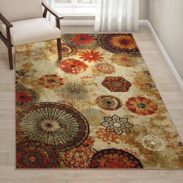 Porch & Den Park Circle Bexley Indoor/ Outdoor Printed Medallion Rug - 5' x 8'