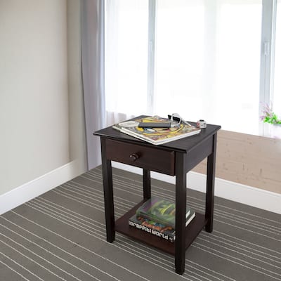 Night Owl 1-drawer Solid Wood Nightstand with USB Ports