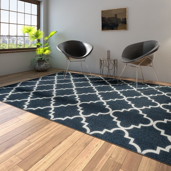 Porch & Den Park Circle Bethany Trellis Navy Area Rug