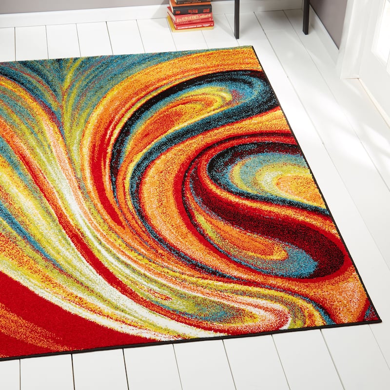 Porch & Den Crowther Orange Swirl Area Rug - 7'10" x 10'2"
