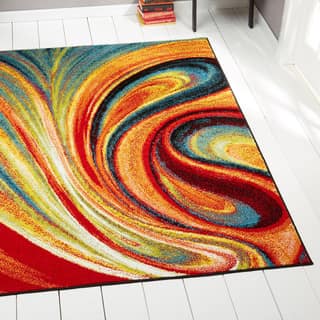 Porch  Den Crowther Orange Swirl Area Rug - 710 x 102