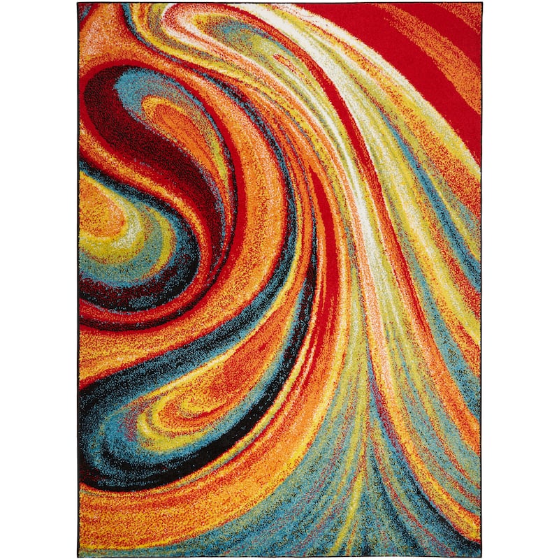 Porch & Den Crowther Orange Swirl Area Rug - 7'10" x 10'2"