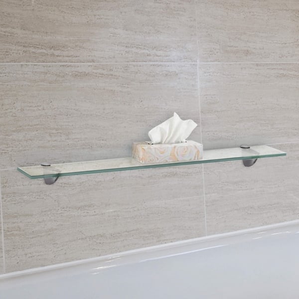 Rectangle Floating Glass Shelf Kit 3 8 Inch Thick Tempered With Many Sizes And Colors As Is Item Overstock 31847517