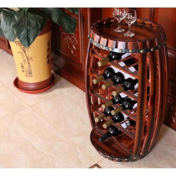 Large Wooden Barrel Shaped 23 Bottle Wine Rack Large Wooden Barrel Shaped 23