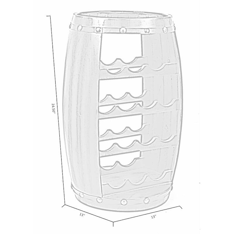 Wooden Barrel Shaped 14 Bottle Wine Rack