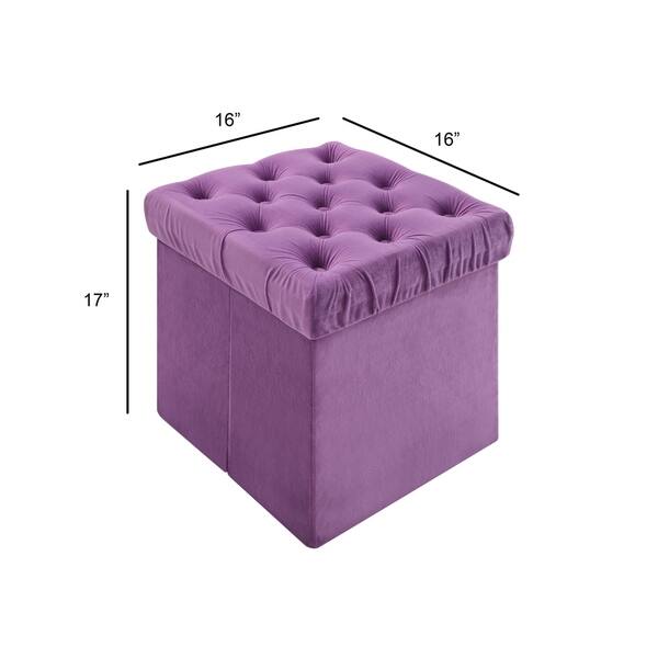 Foldable Storage Cube Ottoman Stool, 2Piece Set in Blue (As Is Item