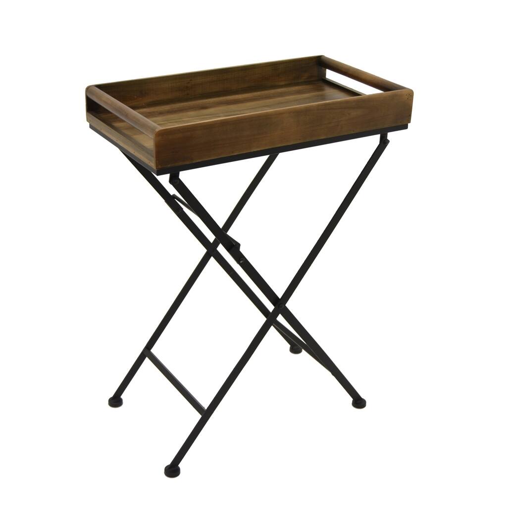 Three Hands Wood/Metal Tray Table