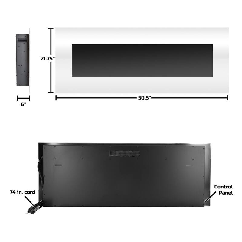 Northwest 50-Inch Heat-Free Wall-Mount Electric Fireplace with 10 Flame Effects