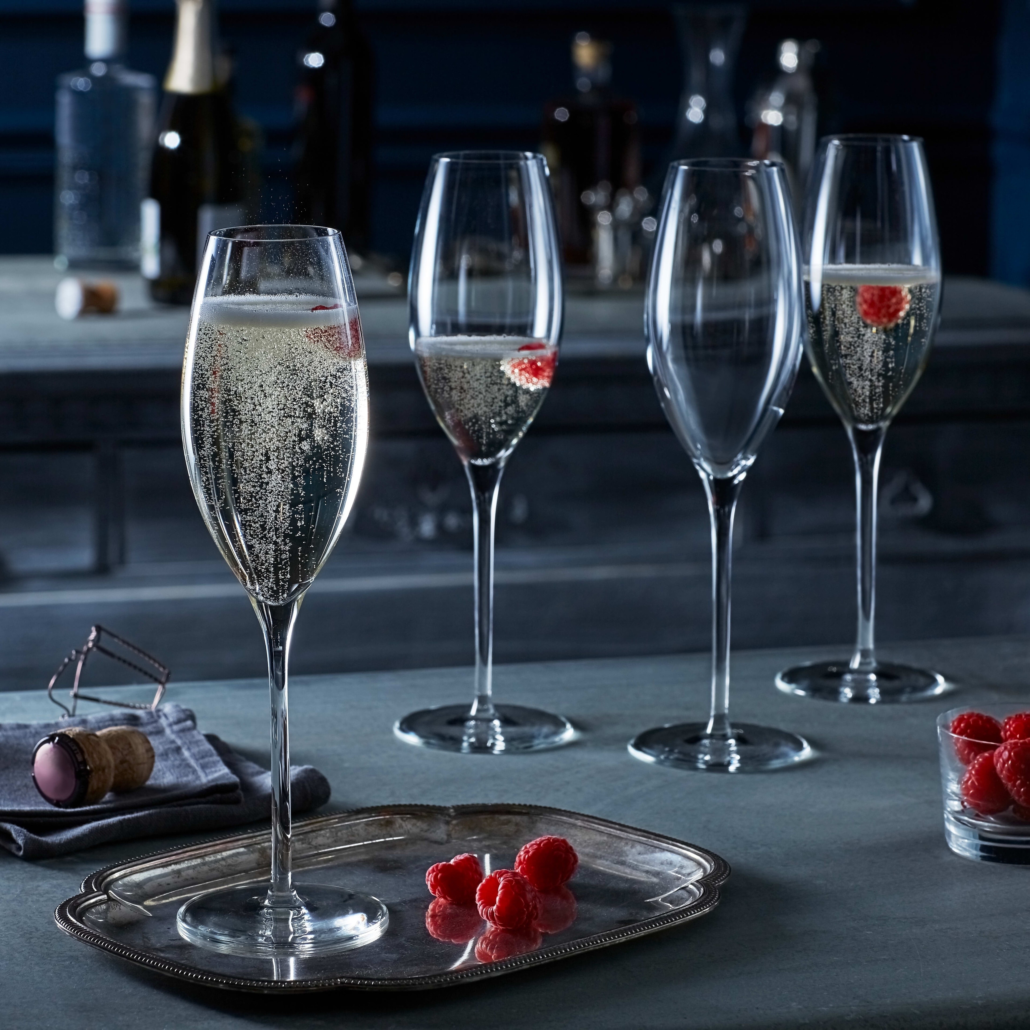 square edge champagne flutes