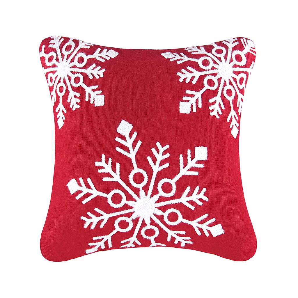 Christmas Snowflakes Red Rice Stitch 18 Inch Throw Decorative Accent Throw Pillow