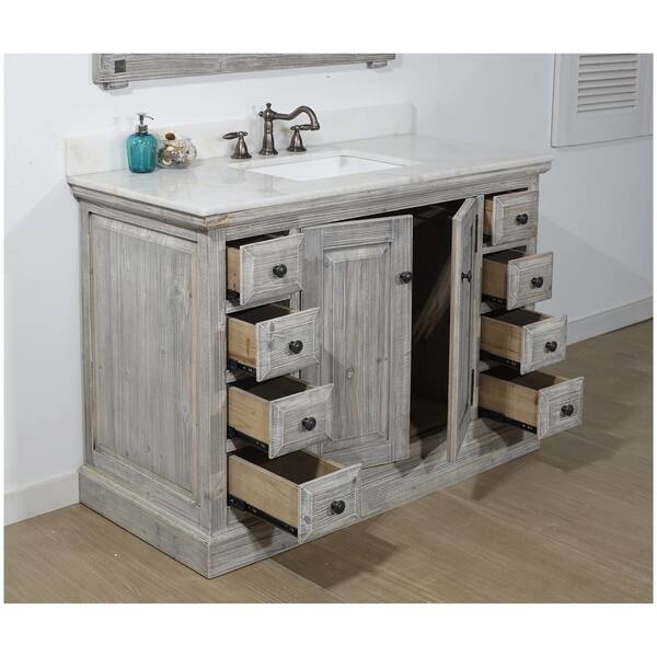 Rustic Style 48inch Bathroom Vanity in GreyDriftwood Finish with
