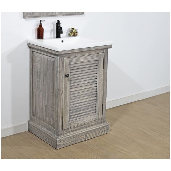 Rustic Style 24 Inch Bathroom Vanity In Grey Driftwood Rustic Style 24 Inch Bathroom Vanity In Grey Driftwood