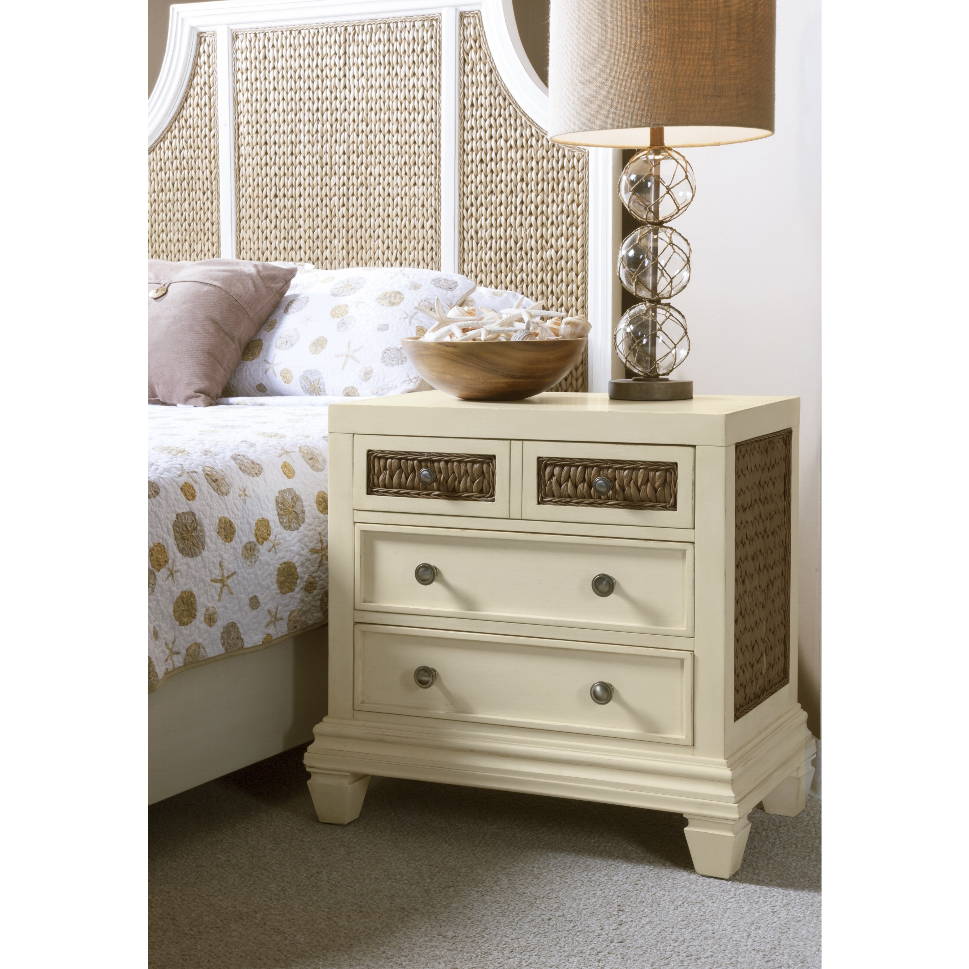 Shop Panama Jack Bridge Hampton Antique White Wood Seagrass