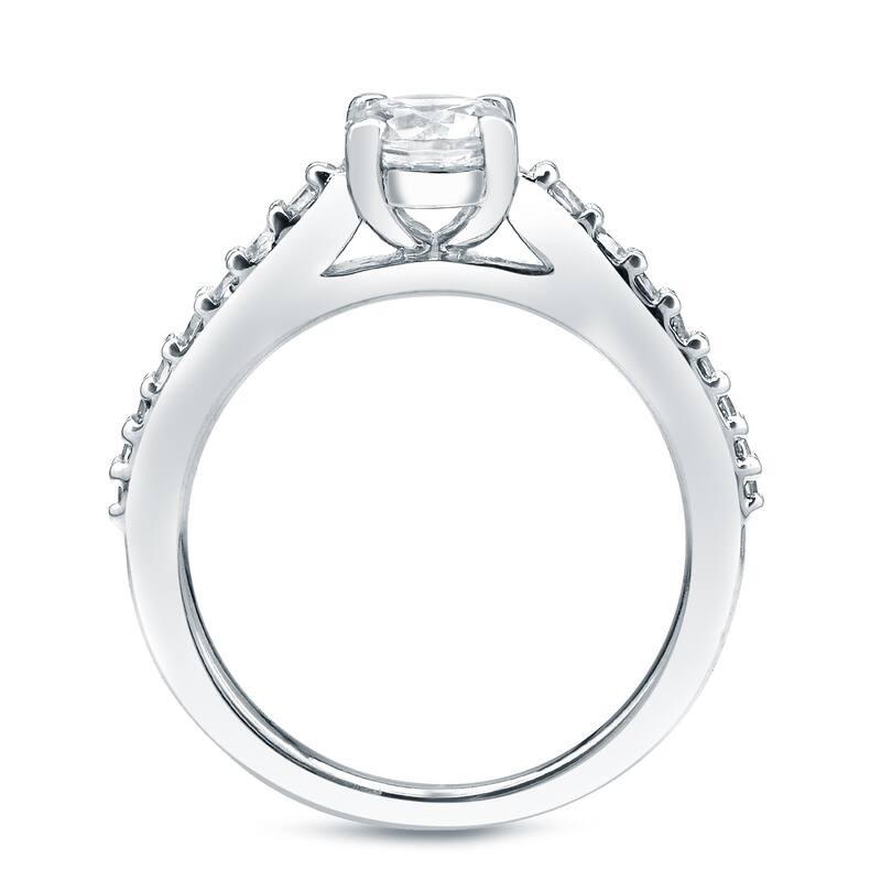 14k Gold Round 1 1/4ct TDW Certified Diamond Engagement Ring Set by Auriya