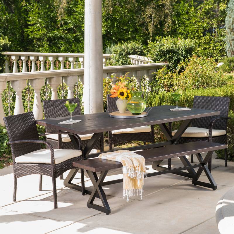Palermo 6-piece Aluminum Wicker Dining Set by Christopher Knight Home