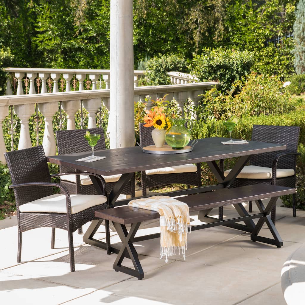 Palermo 6-piece Aluminum Wicker Dining Set by Christopher Knight Home