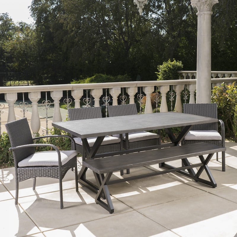 Palermo 6-piece Aluminum Wicker Dining Set by Christopher Knight Home
