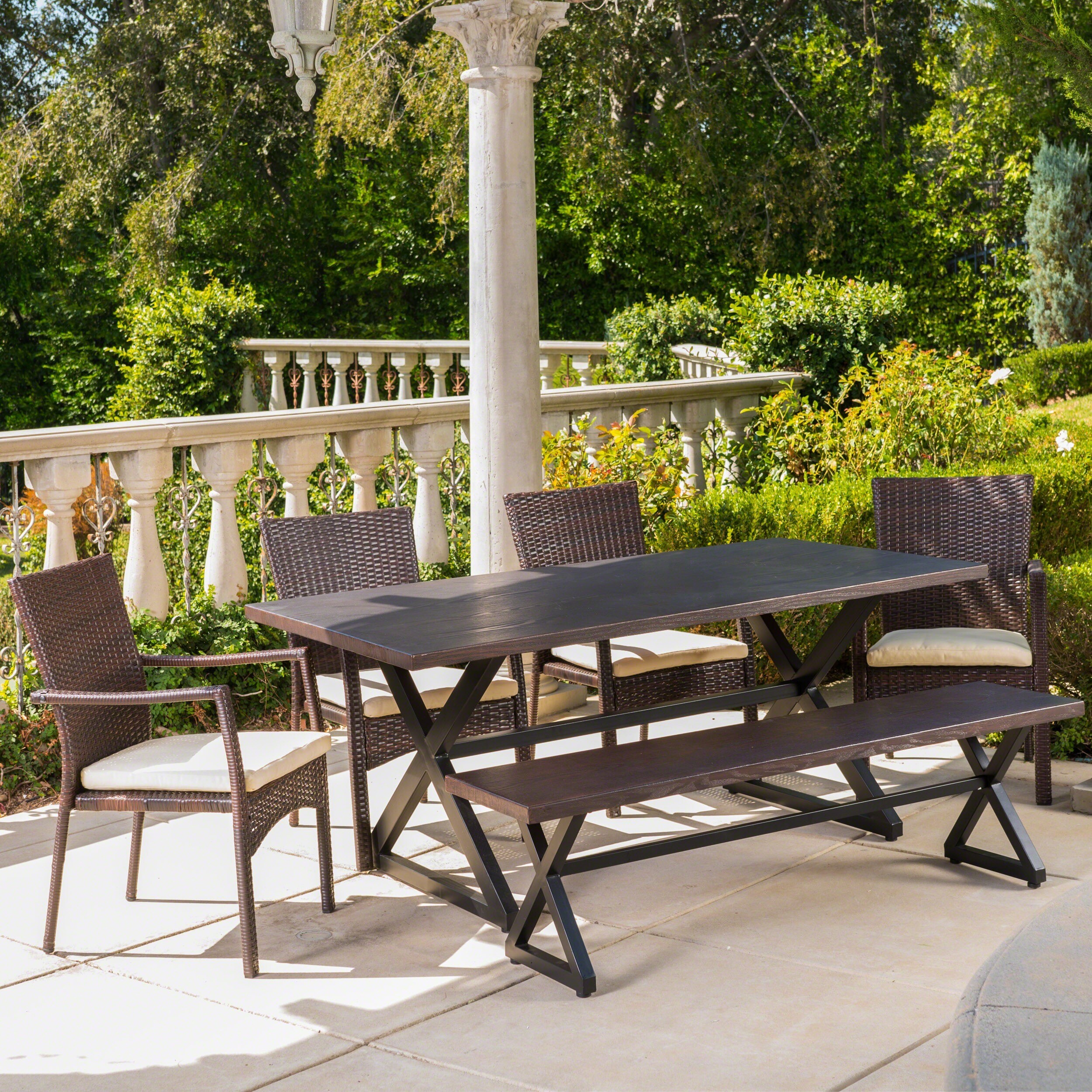 Shop Tritan Outdoor 6 Piece Rectangle Aluminum Wicker Dining Set