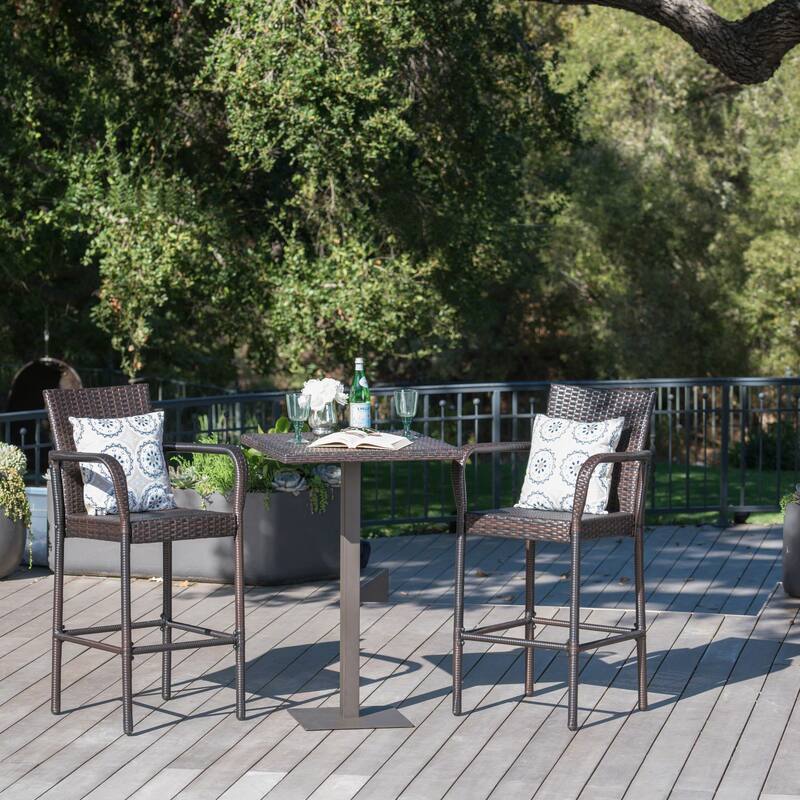 Lala Outdoor 3-piece Wicker 26-inch Square Bar Set by Christopher Knight Home