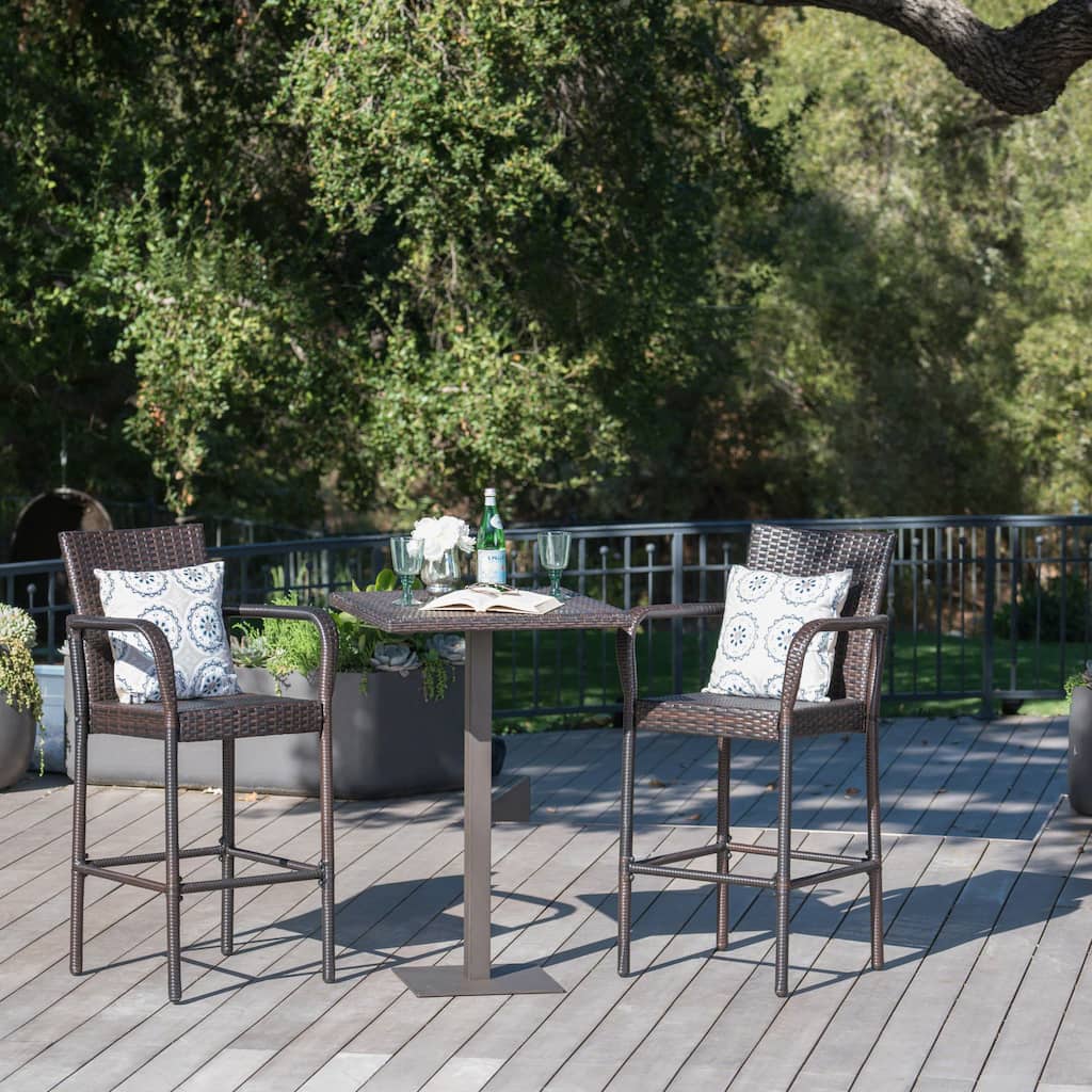 Lala Outdoor 3-piece Wicker 26-inch Square Bar Set by Christopher Knight Home