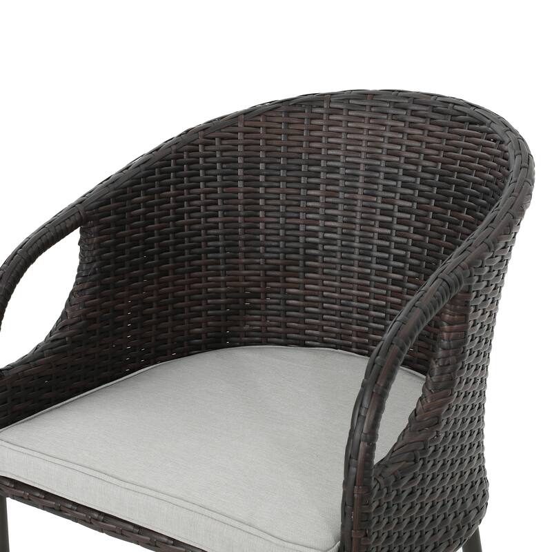 Dominica Outdoor Wicker Barstool with Cushions (Set of 2) by Christopher Knight Home