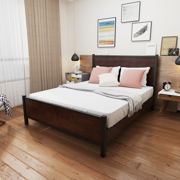 Shop Lisann Industrial Wood Queen Bed Frame by Christopher ...
