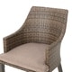 preview thumbnail 16 of 19, Ryan Outdoor 5-piece Round Wicker Wood Dining Set with Cushions by Christopher Knight Home