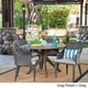 preview thumbnail 8 of 19, Ryan Outdoor 5-piece Round Wicker Wood Dining Set with Cushions by Christopher Knight Home