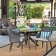 preview thumbnail 7 of 19, Ryan Outdoor 5-piece Round Wicker Wood Dining Set with Cushions by Christopher Knight Home