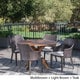 preview thumbnail 2 of 19, Ryan Outdoor 5-piece Round Wicker Wood Dining Set with Cushions by Christopher Knight Home