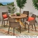 preview thumbnail 15 of 19, Ryan Outdoor 5-piece Round Wicker Wood Dining Set with Cushions by Christopher Knight Home