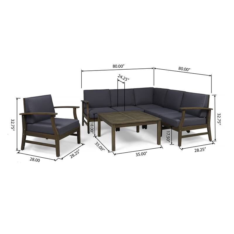 Perla Outdoor 7-piece Acacia Wood Sofa Set with Cushion by Christopher Knight Home