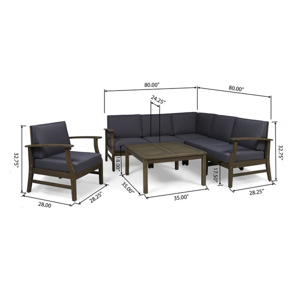 Perla Outdoor 7-piece Acacia Wood Sofa Set with Cushion by Christopher Knight Home