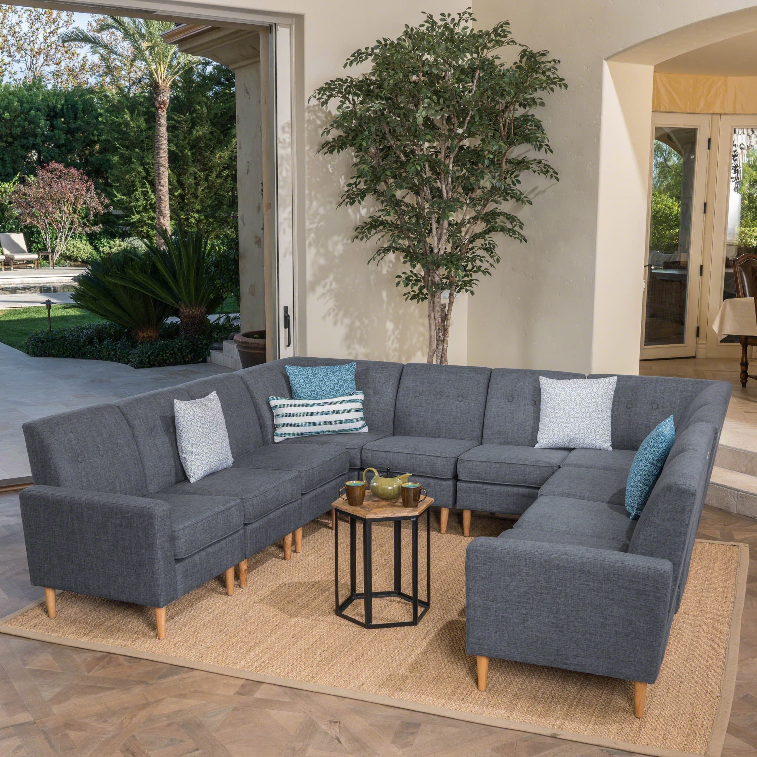 Shop Sawyer Mid Century Modern 10 Piece Fabric U Shaped Sectional
