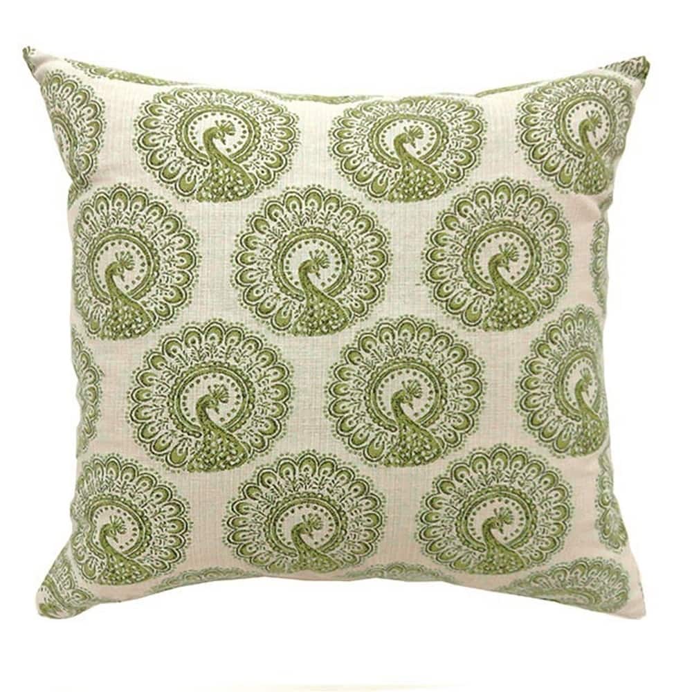 FIFI Contemporary Big Pillow Pattern Fabric, Green & Ivory, Set of 2