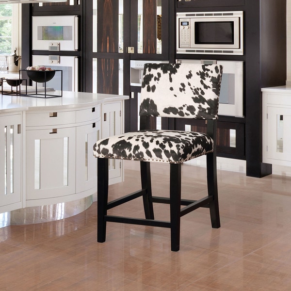 Linon Lemont Black Cow Print Counter Stool On Free Linon Lemont Black Cow Print Counter Stool