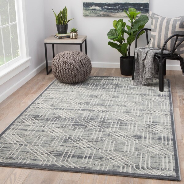 Marsielle Trellis Gray/ Silver Area Rug - 2' x 3'