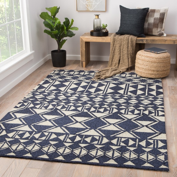 Salinas Indoor Outdoor Geometric Navy Cream Area Rug 2 X 3 Salinas Indoor Outdoor Geometric Navy Cream Area Rug 2 X27
