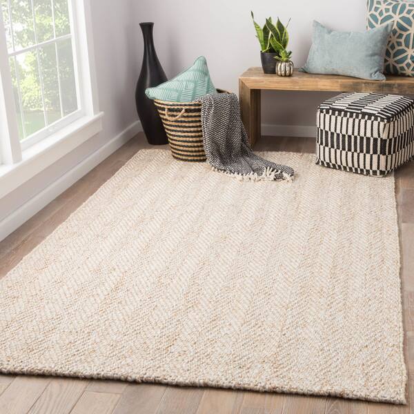 Terre White Beige Jute Wool Handmade Chevron Area Rug 8 X Terre White Beige Jute Wool Handmade