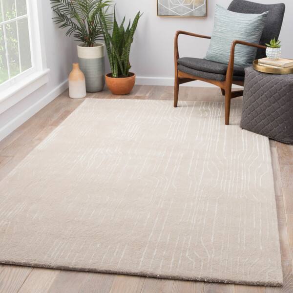 Vector Handmade Abstract Light Gray/ Cream Area Rug (8' x 11') 7'10