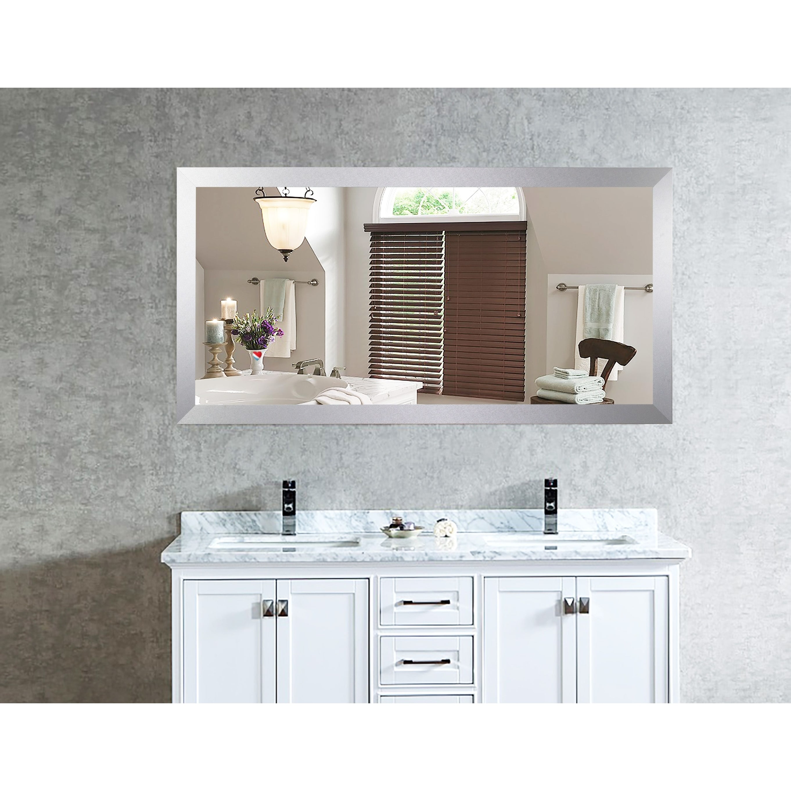 Shop Us Made Elemental Jaded Platinum Framed Double Vanity Mirror Silver Overstock 18193514