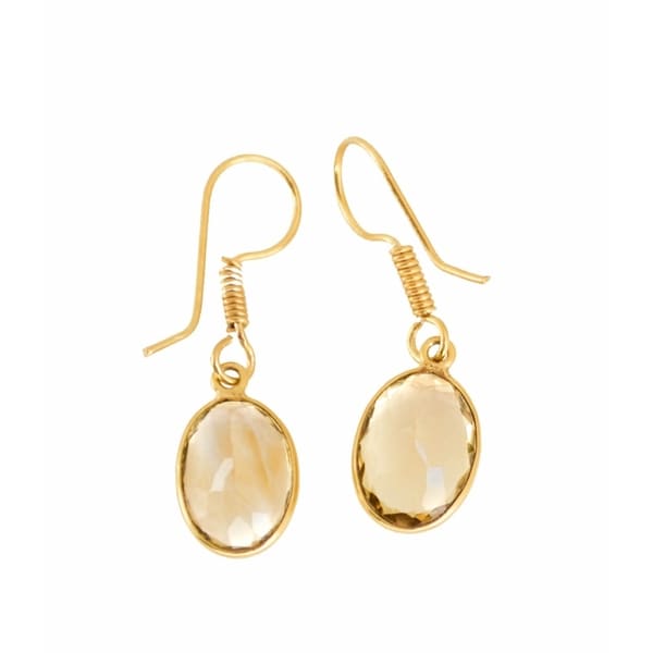 Handmade Gold-overlay Citrine Earrings (India)